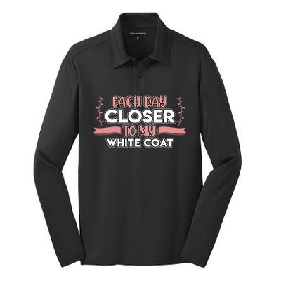 Closer To White Coat Medical School Students Doctor Graphic Gift Silk Touch Performance Long Sleeve Polo