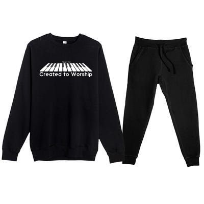 Created To Worship Piano Christian Premium Crewneck Sweatsuit Set