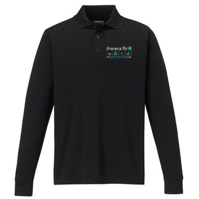 Changing The World One Phoneme At A Time Performance Long Sleeve Polo