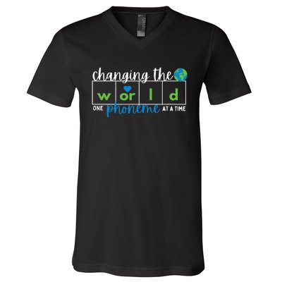 Changing The World One Phoneme At A Time V-Neck T-Shirt