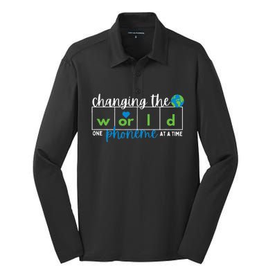 Changing The World One Phoneme At A Time Silk Touch Performance Long Sleeve Polo