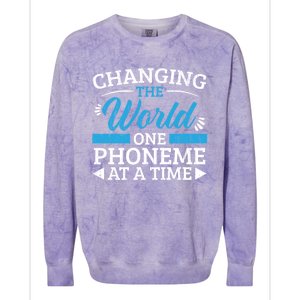 Changing The World One Phoneme At A Time Dyslexia Awareness Meaningful Gift Colorblast Crewneck Sweatshirt