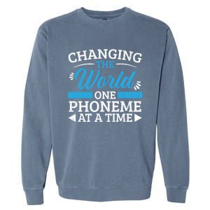 Changing The World One Phoneme At A Time Dyslexia Awareness Meaningful Gift Garment-Dyed Sweatshirt