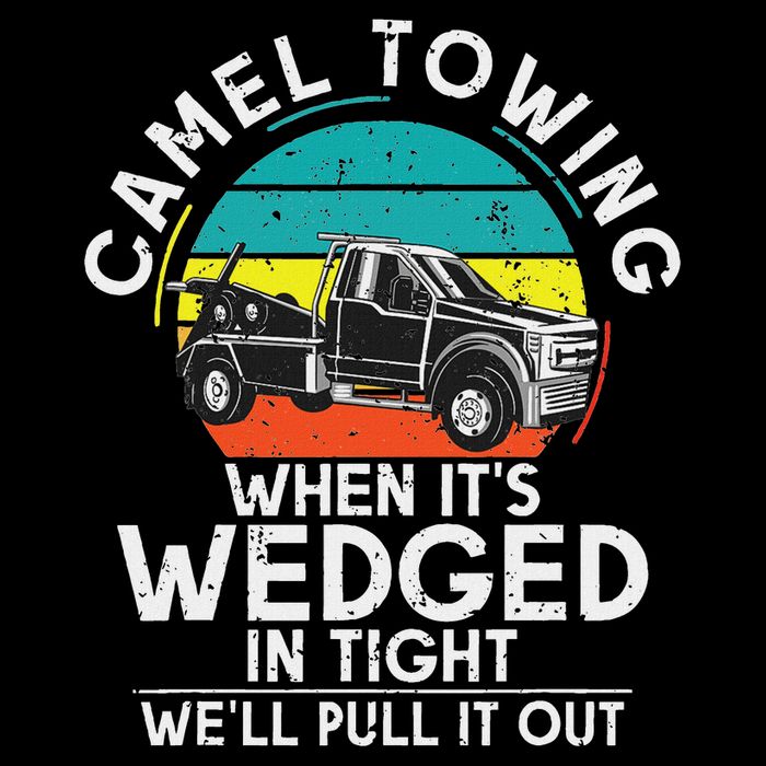 Camel Towing When Its Wedged In Tight We Will Pull It Out  Drawstring Bag
