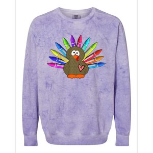 Cute Turkey With Pen Wings Nursery Colorblast Crewneck Sweatshirt