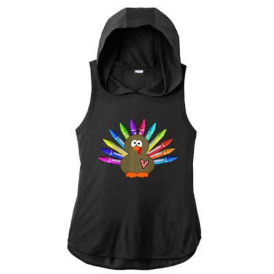 Cute Turkey With Pen Wings Nursery Ladies PosiCharge Tri-Blend Wicking Draft Hoodie Tank