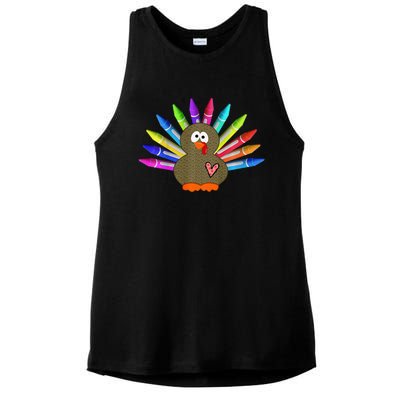 Cute Turkey With Pen Wings Nursery Ladies PosiCharge Tri-Blend Wicking Tank