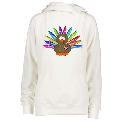 Cute Turkey With Pen Wings Nursery Womens Funnel Neck Pullover Hood