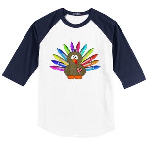 Cute Turkey With Pen Wings Nursery Baseball Sleeve Shirt