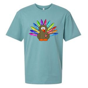 Cute Turkey With Pen Wings Nursery Sueded Cloud Jersey T-Shirt