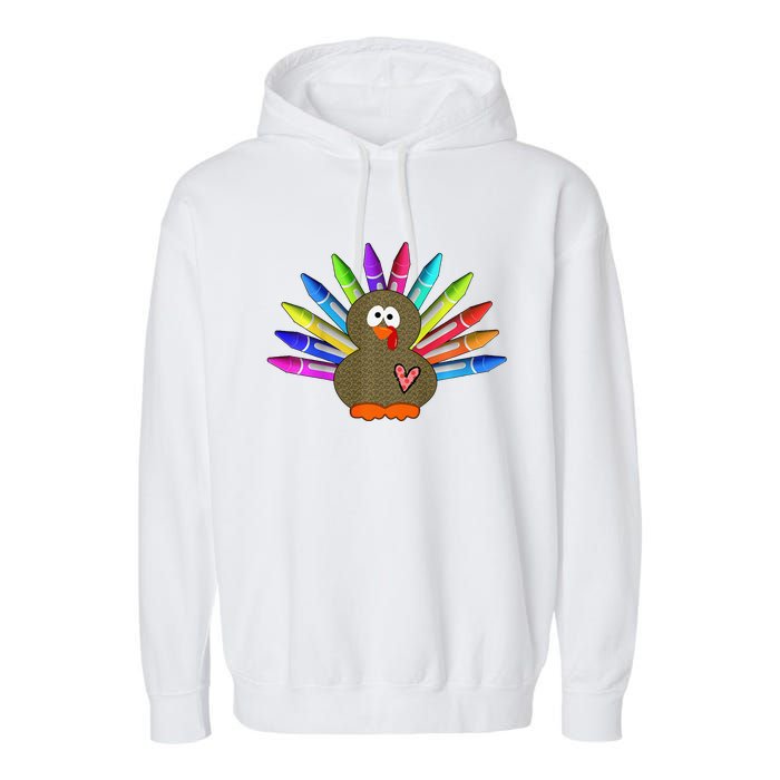 Cute Turkey With Pen Wings Nursery Garment-Dyed Fleece Hoodie