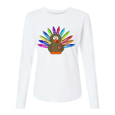 Cute Turkey With Pen Wings Nursery Womens Cotton Relaxed Long Sleeve T-Shirt