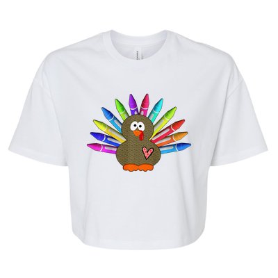 Cute Turkey With Pen Wings Nursery Bella+Canvas Jersey Crop Tee