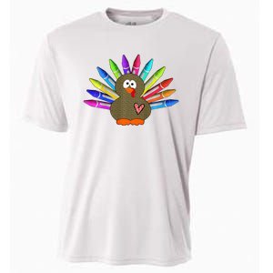 Cute Turkey With Pen Wings Nursery Cooling Performance Crew T-Shirt