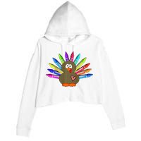 Cute Turkey With Pen Wings Nursery Crop Fleece Hoodie