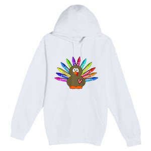 Cute Turkey With Pen Wings Nursery Premium Pullover Hoodie