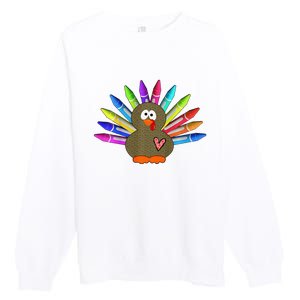 Cute Turkey With Pen Wings Nursery Premium Crewneck Sweatshirt