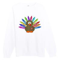 Cute Turkey With Pen Wings Nursery Premium Crewneck Sweatshirt