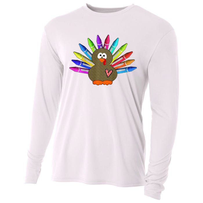 Cute Turkey With Pen Wings Nursery Cooling Performance Long Sleeve Crew