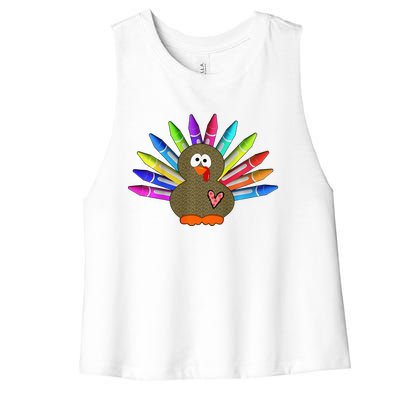 Cute Turkey With Pen Wings Nursery Women's Racerback Cropped Tank