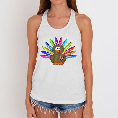 Cute Turkey With Pen Wings Nursery Women's Knotted Racerback Tank