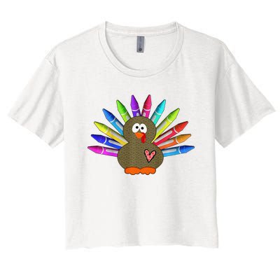 Cute Turkey With Pen Wings Nursery Women's Crop Top Tee