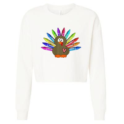 Cute Turkey With Pen Wings Nursery Cropped Pullover Crew