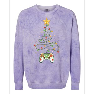 Christmas Tree Winter Theme Video Game Controller Colorblast Crewneck Sweatshirt