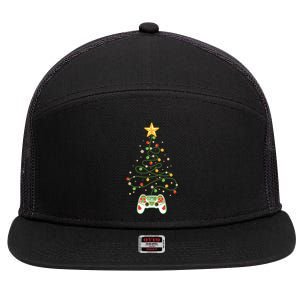 Christmas Tree Winter Theme Video Game Controller 7 Panel Mesh Trucker Snapback Hat