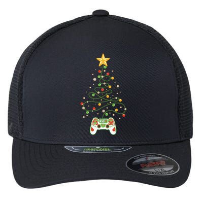 Christmas Tree Winter Theme Video Game Controller Flexfit Unipanel Trucker Cap