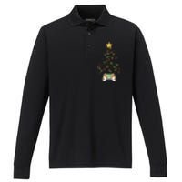 Christmas Tree Winter Theme Video Game Controller Performance Long Sleeve Polo