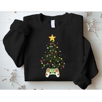 Christmas Tree Winter Theme Video Game Controller Sweatshirt