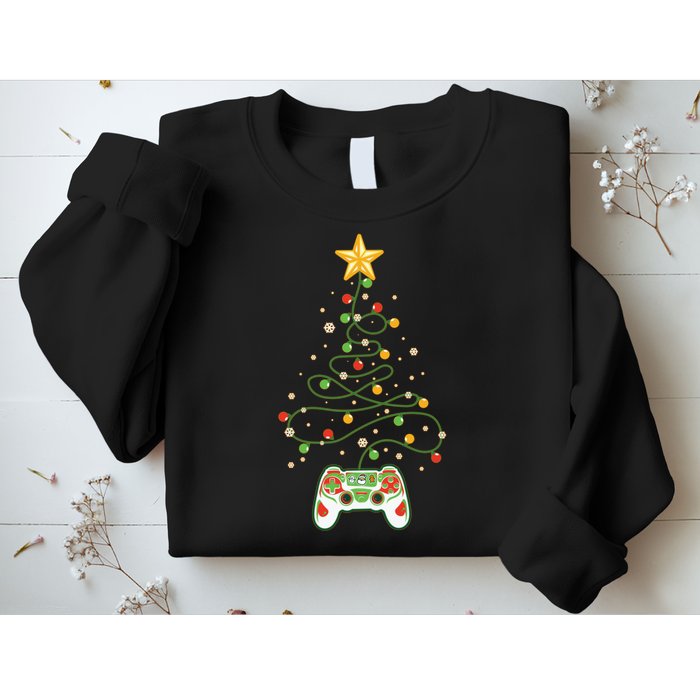 Christmas Tree Winter Theme Video Game Controller Sweatshirt