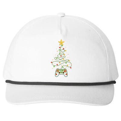 Christmas Tree Winter Theme Video Game Controller Snapback Five-Panel Rope Hat