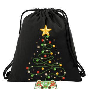 Christmas Tree Winter Theme Video Game Controller Drawstring Bag