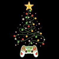 Christmas Tree Winter Theme Video Game Controller Drawstring Bag
