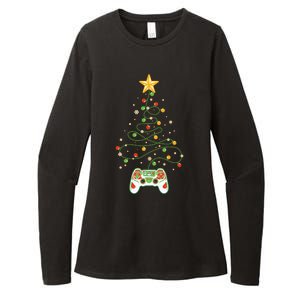 Christmas Tree Winter Theme Video Game Controller Womens CVC Long Sleeve Shirt