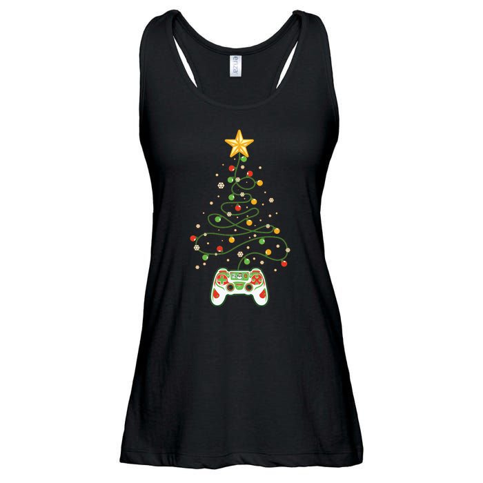 Christmas Tree Winter Theme Video Game Controller Ladies Essential Flowy Tank