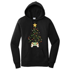 Christmas Tree Winter Theme Video Game Controller Women's Pullover Hoodie