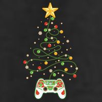 Christmas Tree Winter Theme Video Game Controller Crop Fleece Hoodie