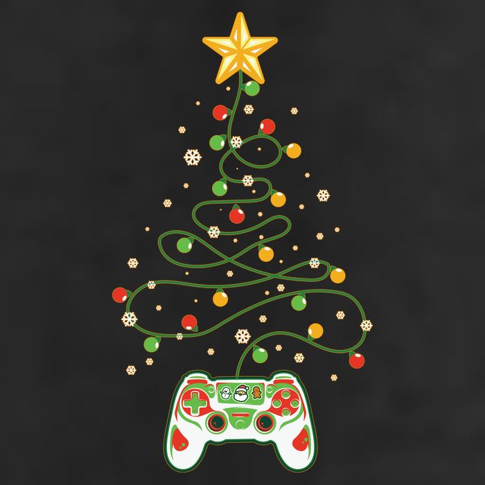Christmas Tree Winter Theme Video Game Controller Crop Fleece Hoodie