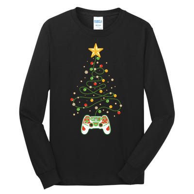 Christmas Tree Winter Theme Video Game Controller Tall Long Sleeve T-Shirt