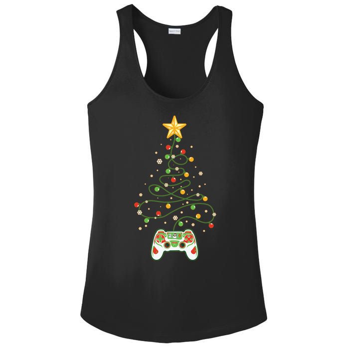 Christmas Tree Winter Theme Video Game Controller Ladies PosiCharge Competitor Racerback Tank