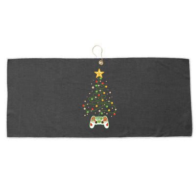 Christmas Tree Winter Theme Video Game Controller Large Microfiber Waffle Golf Towel