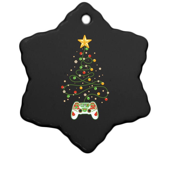 Christmas Tree Winter Theme Video Game Controller Ceramic Star Ornament