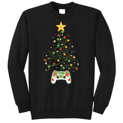 Christmas Tree Winter Theme Video Game Controller Tall Sweatshirt