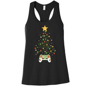 Christmas Tree Winter Theme Video Game Controller Women's Racerback Tank