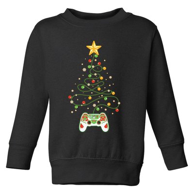 Christmas Tree Winter Theme Video Game Controller Toddler Sweatshirt