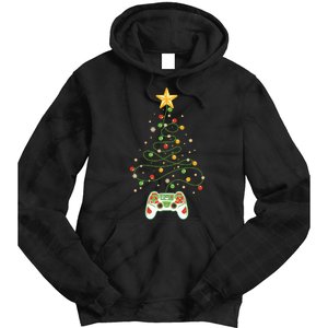 Christmas Tree Winter Theme Video Game Controller Tie Dye Hoodie