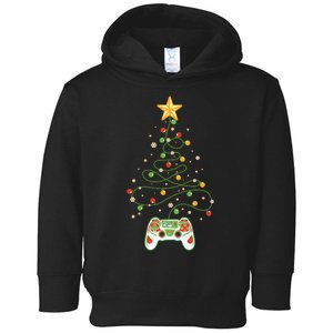 Christmas Tree Winter Theme Video Game Controller Toddler Hoodie